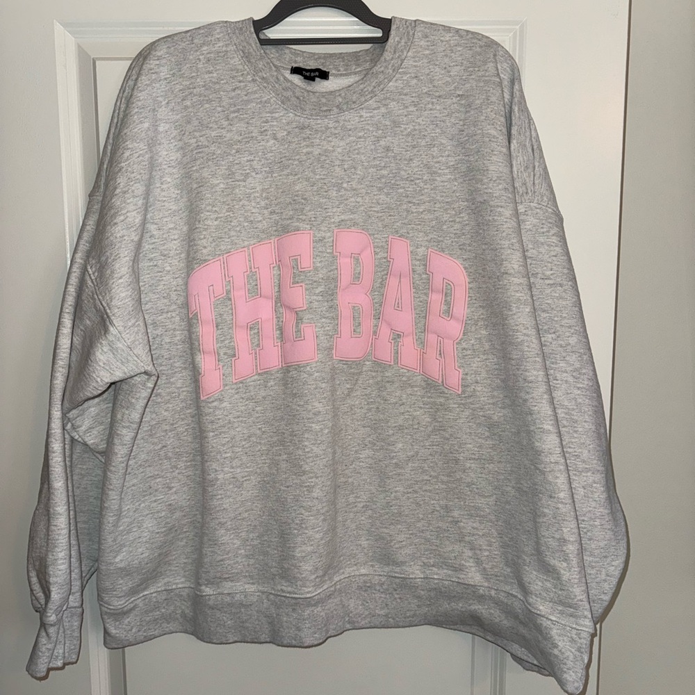 The Bar Gray Sweatshirt with Pink Logo